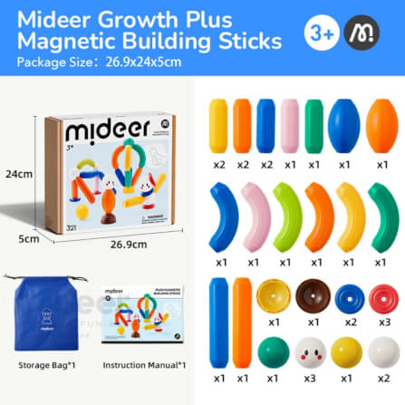 ตัวต่อแท่งแม่เหล็กสีรุ้ง MIDEER_6